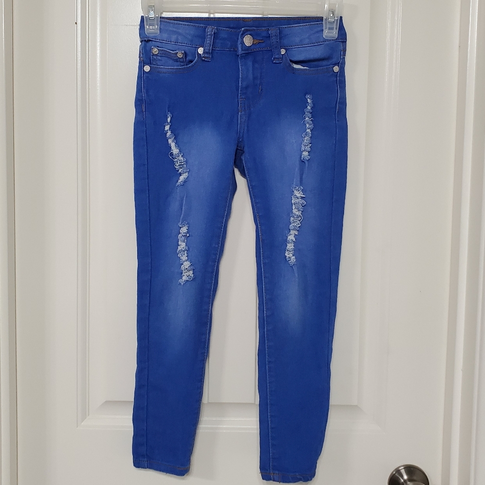 Pink Butterfly Distressed Jeans